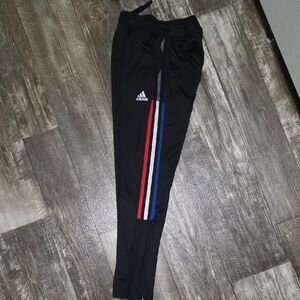 Adidas Kids Black Joggers with Red and Blue Accents